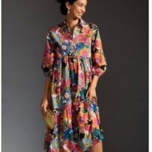The Bettina Tiered Shirt Dress by Maeve Anthropologie 2X